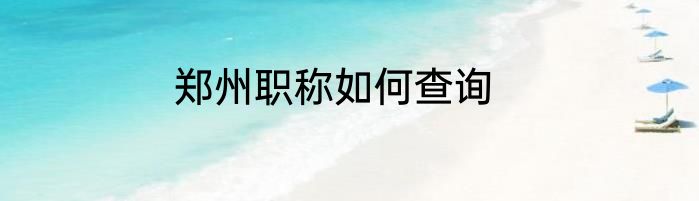 郑州职称如何查询