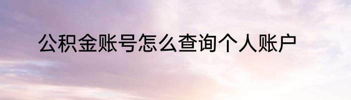 公积金账号怎么查询个人账户