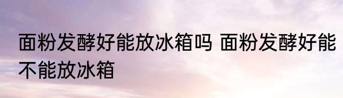 面粉发酵好能放冰箱吗 面粉发酵好能不能放冰箱