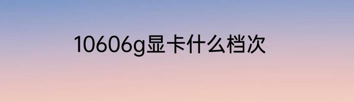 10606g显卡什么档次