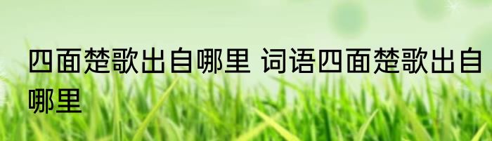 四面楚歌出自哪里 词语四面楚歌出自哪里