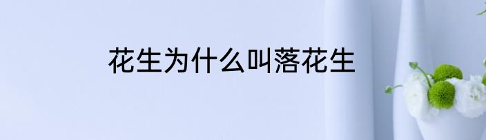 花生为什么叫落花生