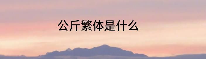公斤繁体是什么