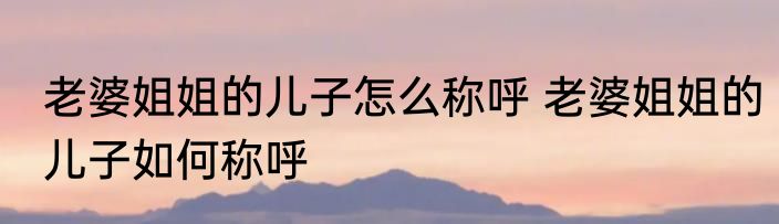 老婆姐姐的儿子怎么称呼 老婆姐姐的儿子如何称呼