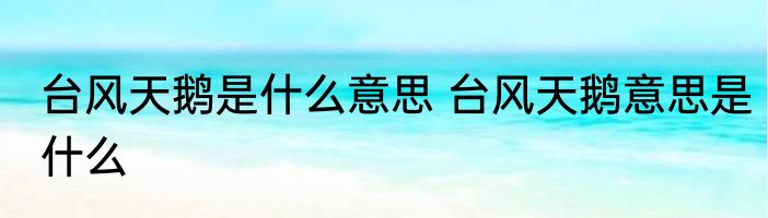 台风天鹅是什么意思 台风天鹅意思是什么