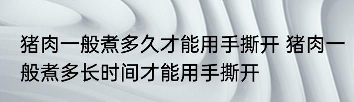 猪肉一般煮多久才能用手撕开 猪肉一般煮多长时间才能用手撕开