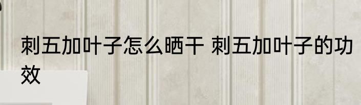 刺五加叶子怎么晒干 刺五加叶子的功效