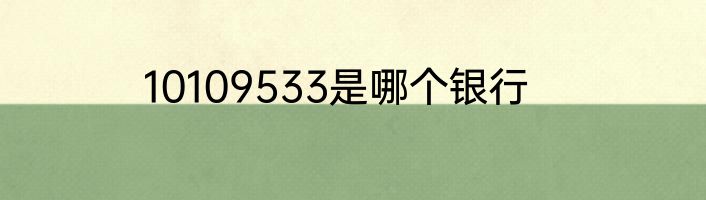 10109533是哪个银行