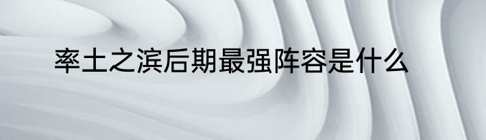 率土之滨后期最强阵容是什么