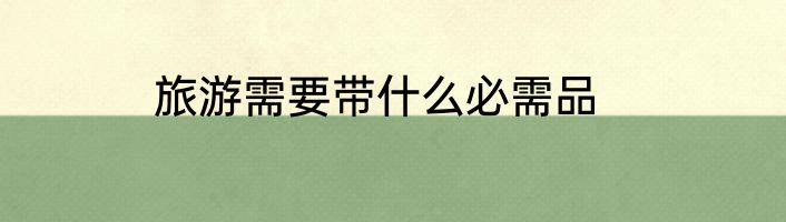 旅游需要带什么必需品