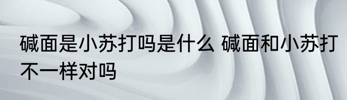 碱面是小苏打吗是什么 碱面和小苏打不一样对吗