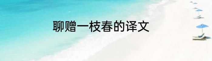 聊赠一枝春的译文