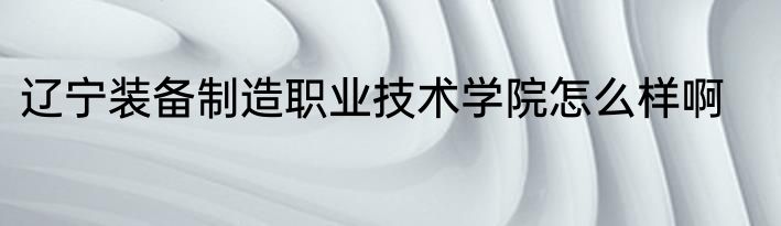 辽宁装备制造职业技术学院怎么样啊