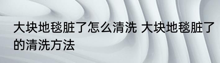 大块地毯脏了怎么清洗 大块地毯脏了的清洗方法