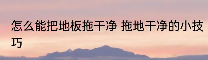 怎么能把地板拖干净 拖地干净的小技巧