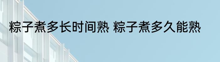粽子煮多长时间熟 粽子煮多久能熟