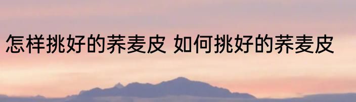 怎样挑好的荞麦皮 如何挑好的荞麦皮