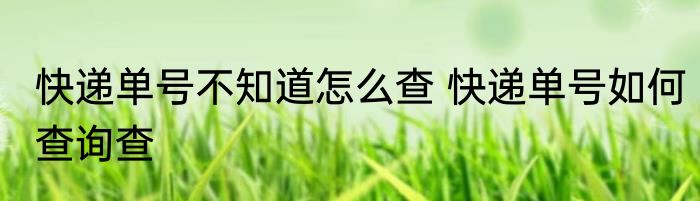 快递单号不知道怎么查 快递单号如何查询查