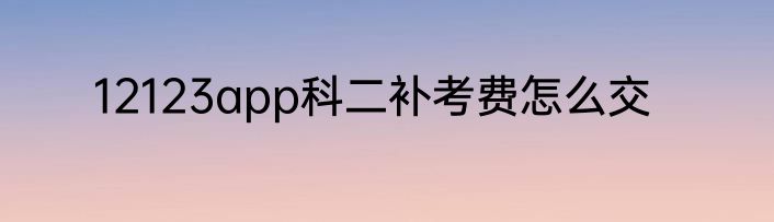 12123app科二补考费怎么交