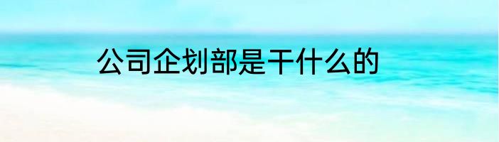 公司企划部是干什么的