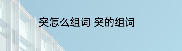 突怎么组词 突的组词