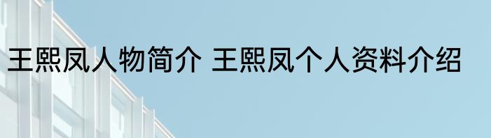 王熙凤人物简介 王熙凤个人资料介绍