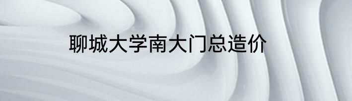 聊城大学南大门总造价