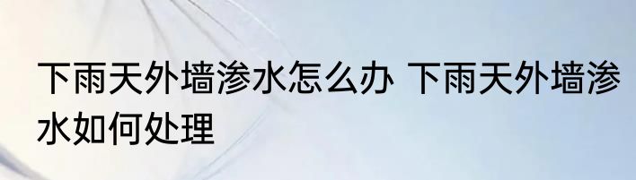 下雨天外墙渗水怎么办 下雨天外墙渗水如何处理