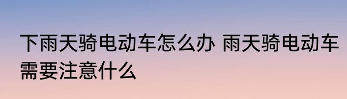 下雨天骑电动车怎么办 雨天骑电动车需要注意什么