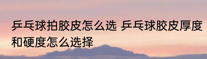 乒乓球拍胶皮怎么选 乒乓球胶皮厚度和硬度怎么选择