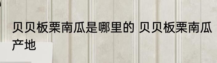 贝贝板栗南瓜是哪里的 贝贝板栗南瓜产地