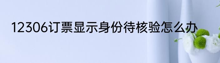 12306订票显示身份待核验怎么办