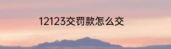 12123交罚款怎么交