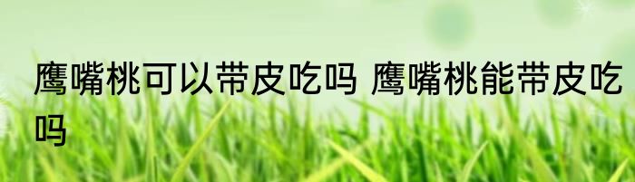 鹰嘴桃可以带皮吃吗 鹰嘴桃能带皮吃吗