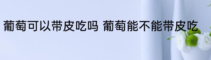 葡萄可以带皮吃吗 葡萄能不能带皮吃