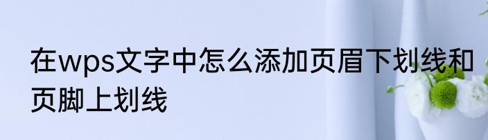 在wps文字中怎么添加页眉下划线和页脚上划线