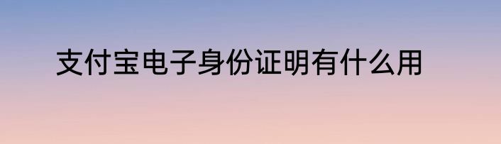 支付宝电子身份证明有什么用