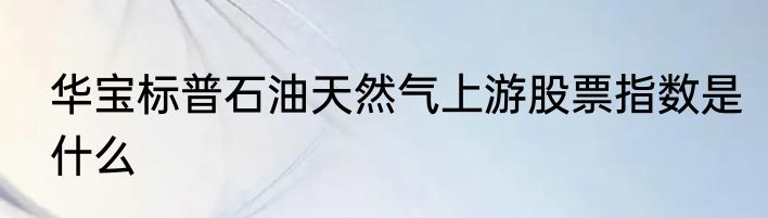 华宝标普石油天然气上游股票指数是什么