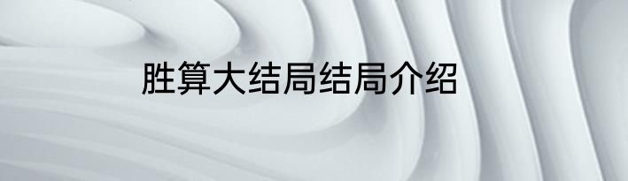 胜算大结局结局介绍