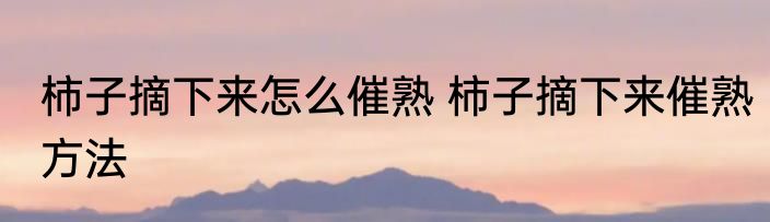 柿子摘下来怎么催熟 柿子摘下来催熟方法