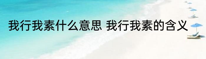 我行我素什么意思 我行我素的含义