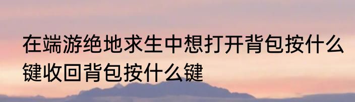 在端游绝地求生中想打开背包按什么键收回背包按什么键