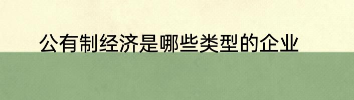 公有制经济是哪些类型的企业
