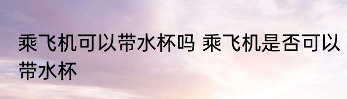 乘飞机可以带水杯吗 乘飞机是否可以带水杯