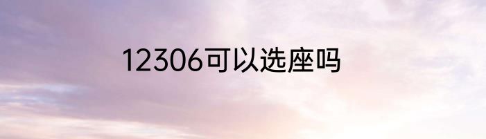 12306可以选座吗
