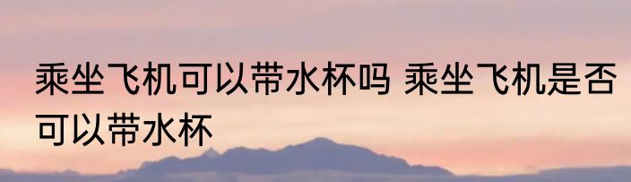 乘坐飞机可以带水杯吗 乘坐飞机是否可以带水杯