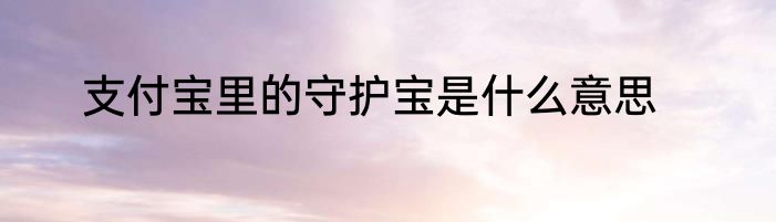 支付宝里的守护宝是什么意思