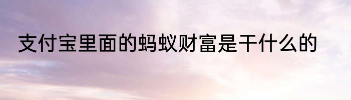 支付宝里面的蚂蚁财富是干什么的