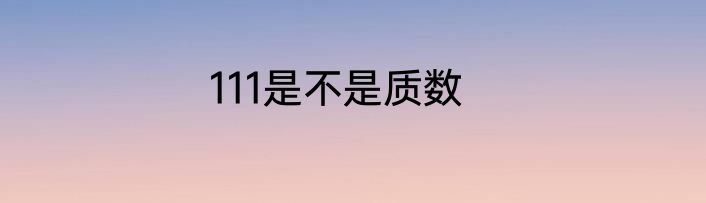 111是不是质数