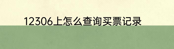 12306上怎么查询买票记录